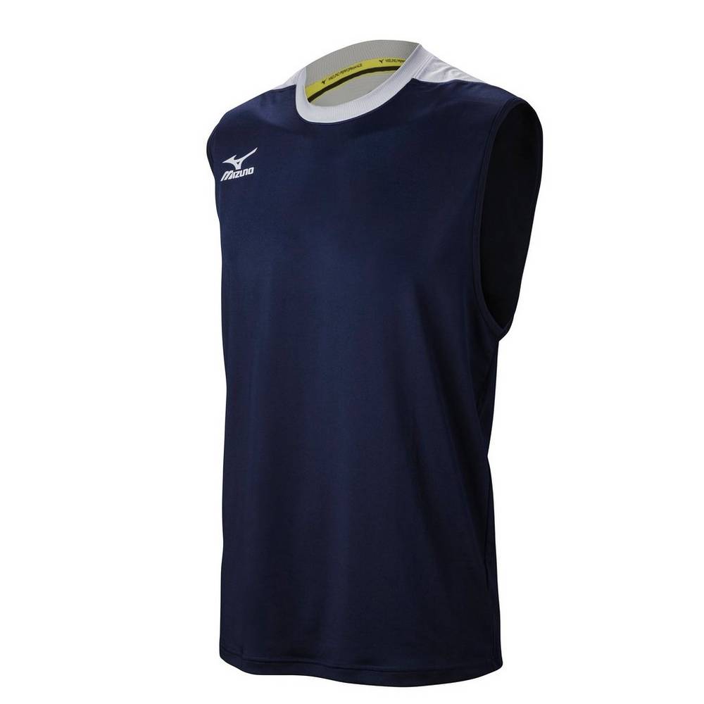 Jerseys Mizuno Cutoff Hombre Azul Marino/Plateadas Comprar FKWG-48312